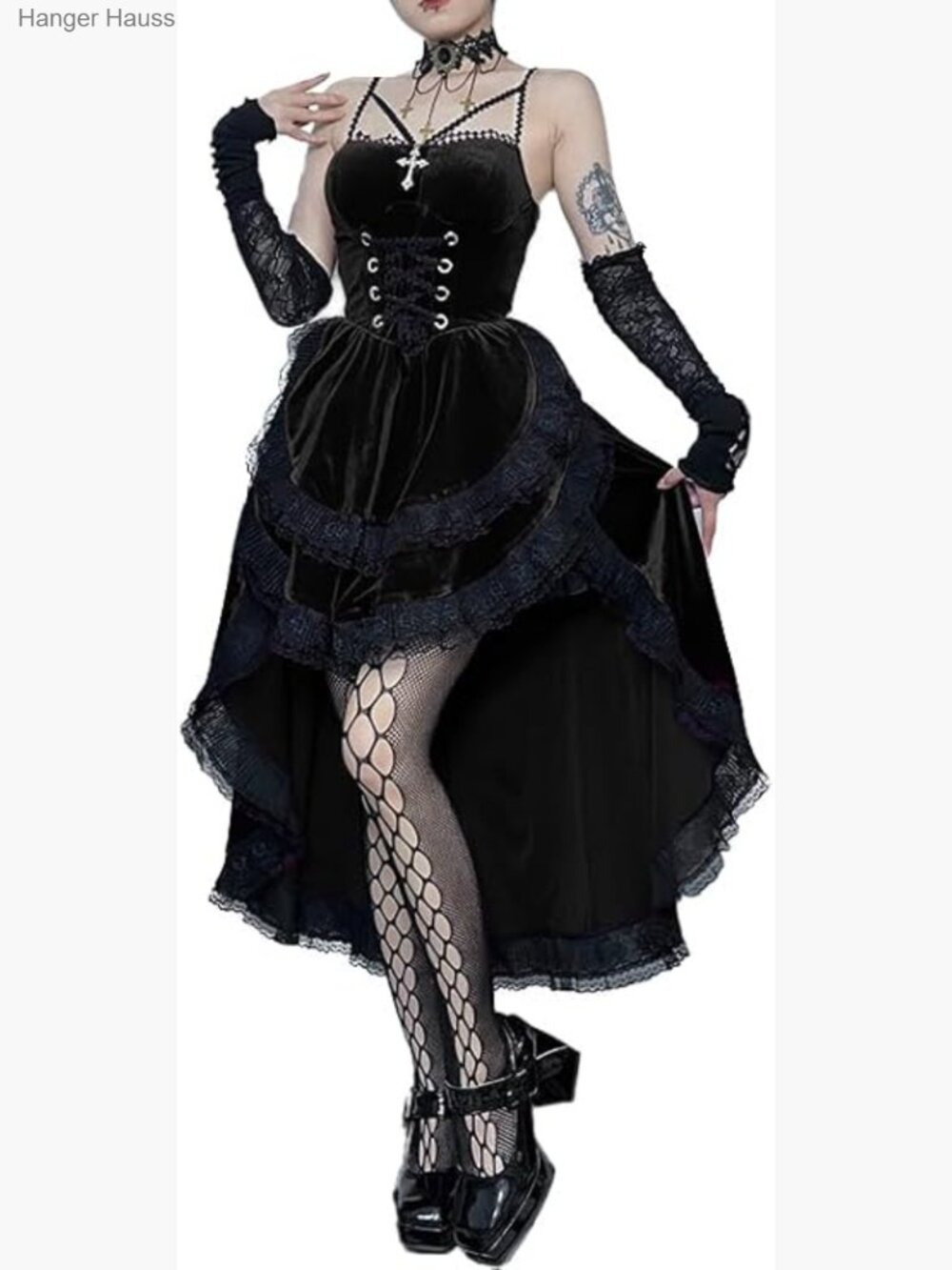 Gothic Velvet Corset Dress - Vintage Fairy Lolita Punk Grunge Long Halter